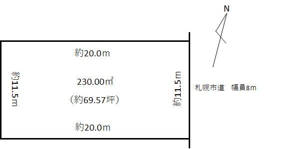 北郷五条７（白石駅）　１４８０万円 土地価格1480万円、土地面積230m<sup>2</sup> 