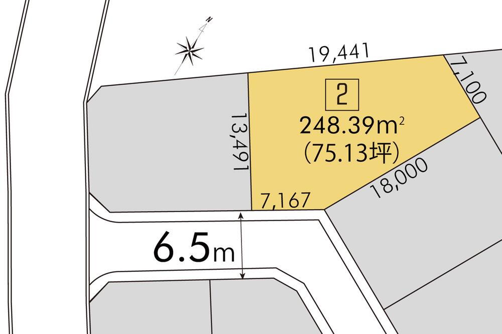 緑町２（苫小牧駅）　１３２１万５０００円 土地価格1321万5000円、土地面積248.39m<sup>2</sup> 現地区画図