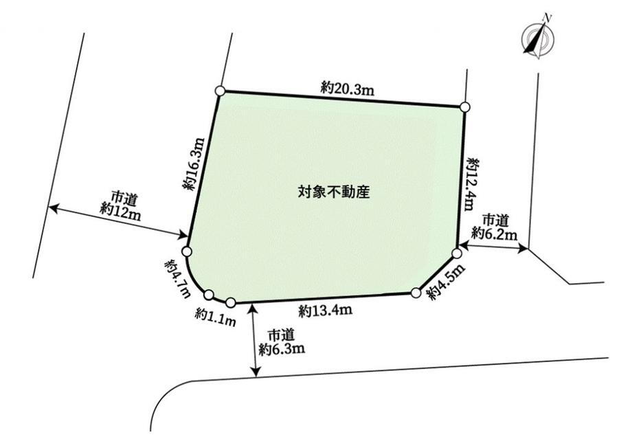 鶴が丘３　２１８０万円 土地価格2180万円、土地面積347.54m<sup>2</sup> 【地型図】