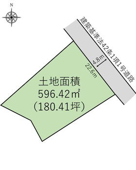 緑ケ丘１　２２５０万円 土地価格2250万円、土地面積596.42m<sup>2</sup> 