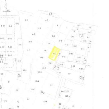 新屋栗田町（新屋駅）　２８０万円 土地価格280万円、土地面積178m<sup>2</sup> 公図