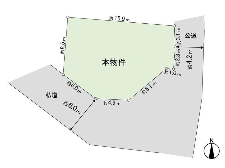 大谷地　１５１０万円 土地価格1510万円、土地面積164.23m<sup>2</sup> 間取図