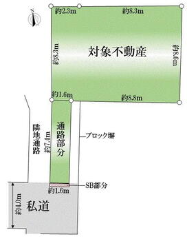 二子４（高津駅）　４９９０万円 土地価格4990万円、土地面積102.14m<sup>2</sup> 地型図