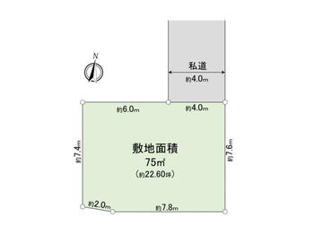 大字南中丸　８００万円 土地価格800万円、土地面積75m<sup>2</sup> 間取り