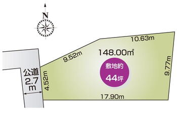 大字上新郷（新郷駅）　２５０万円 土地価格250万円、土地面積148m<sup>2</sup> 大字上新郷：土地面積148.0m<sup>2</sup>（44.77坪）