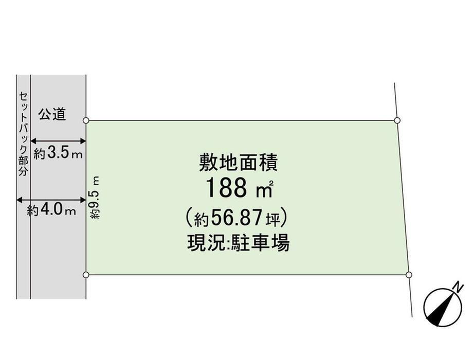 富士見町（鴻巣駅）　１６８０万円 土地価格1680万円、土地面積188m<sup>2</sup> 地形図