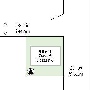 大字袋山（大袋駅）　１３８０万円 土地価格1380万円、土地面積45m<sup>2</sup> 