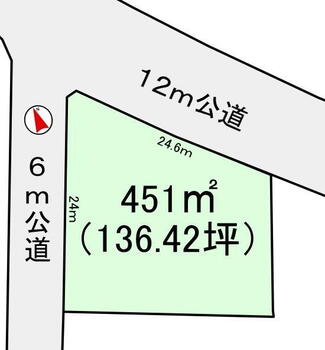 柴崎（つくば駅）　１５００万円 土地価格1500万円、土地面積451m<sup>2</sup> 区画図