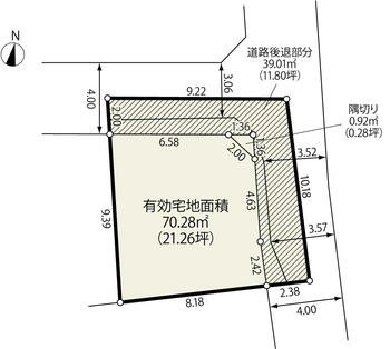 千住寿町（北千住駅）　４９８０万円 土地価格4980万円、土地面積110.37m<sup>2</sup> 敷地図（確定測量図ではありません）