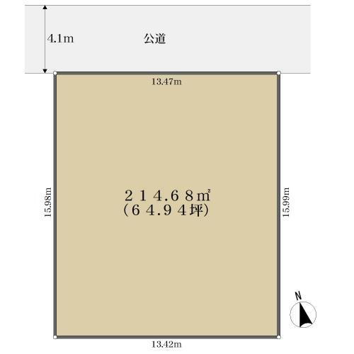 腰越（西鎌倉駅）　５３８０万円 土地価格5380万円、土地面積214.68m<sup>2</sup> 区画図