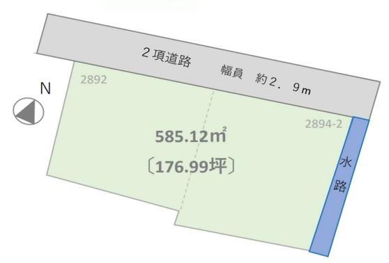 四天木乙　２１３０万円 土地価格2130万円、土地面積585.12m<sup>2</sup> 