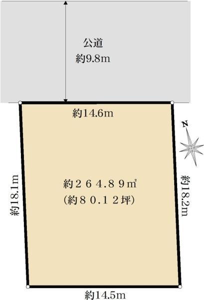 田村７　３０８０万円 土地価格3080万円、土地面積264.89m<sup>2</sup> 区画図