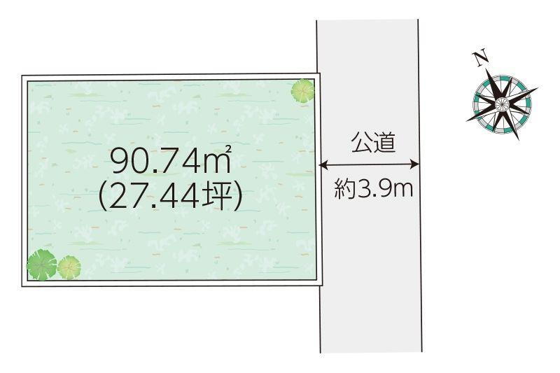 早川２（早川駅）　１１２０万円 土地価格1120万円、土地面積90.74m<sup>2</sup> 区画図