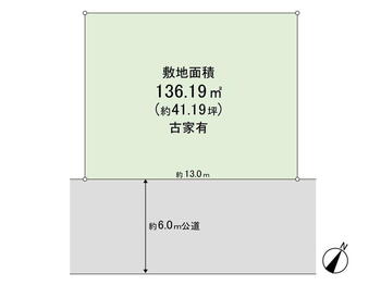 北新宿（行田駅）　１１８０万円 土地価格1180万円、土地面積136.19m<sup>2</sup> 地形図
