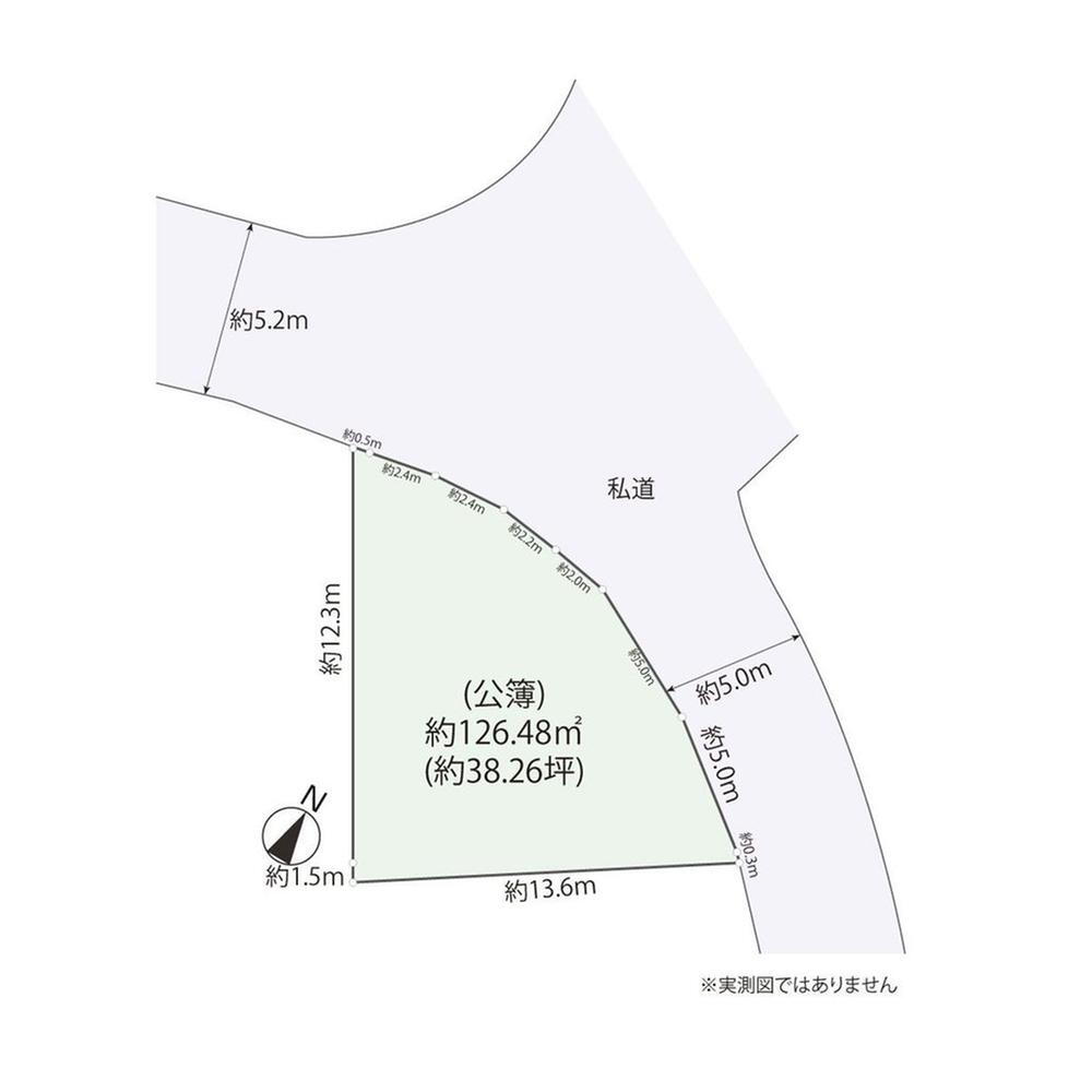 津西１（片瀬山駅）　３５８０万円 土地価格3580万円、土地面積126.48m<sup>2</sup> 区画図