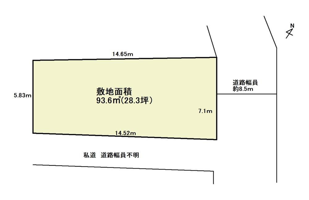 本町５（久喜駅）　９８０万円 土地価格980万円、土地面積93.6m<sup>2</sup> 区画図