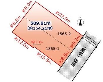 葛生東３（葛生駅）　８３６万円 土地価格836万円、土地面積509.81m<sup>2</sup> ※公図を基に作成しています。図面と現況が異なる場合は、現況優先となります。<BR>現地（2023年4月）撮影