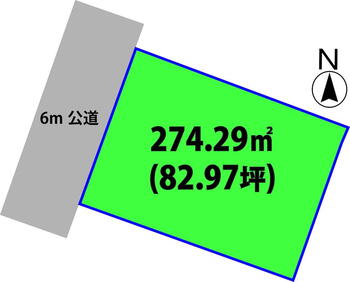 笹野町３（勝田駅）　１１５０万円 土地価格1150万円、土地面積274.29m<sup>2</sup> 区画図