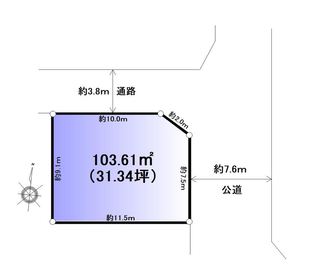水谷東２（柳瀬川駅）　１９８０万円 土地価格1980万円、土地面積103.61m<sup>2</sup> 