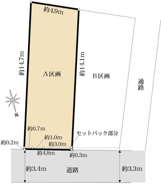 広尾３（広尾駅）　２億２８００万円 土地価格2億2800万円、土地面積72.15m<sup>2</sup> 区画図