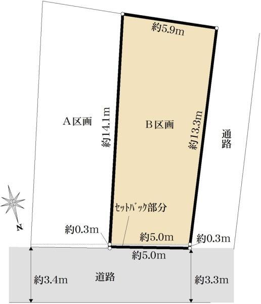 広尾３（広尾駅）　２億５０００万円 土地価格2億5000万円、土地面積77.01m<sup>2</sup> 区画図