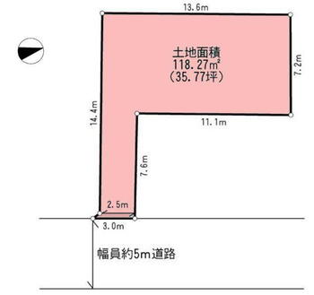 前原西１（東船橋駅）　３５８０万円 土地価格3580万円、土地面積118.27m<sup>2</sup> 区画図です