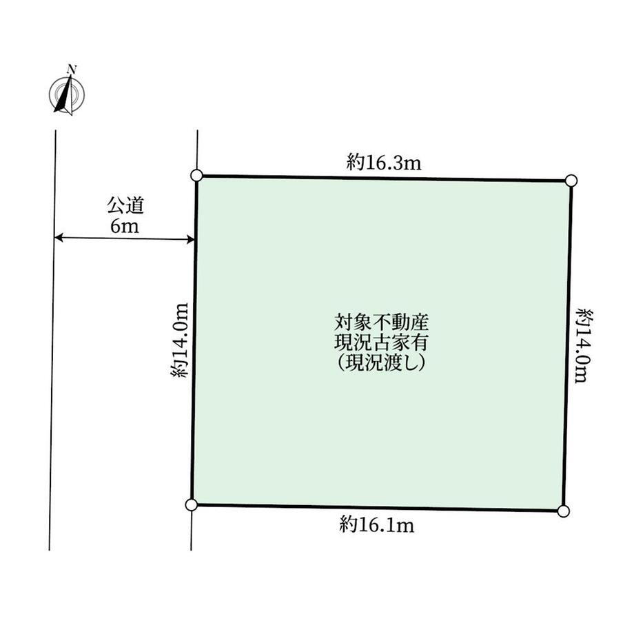かすみ野３（笠幡駅）　１６８０万円 土地価格1680万円、土地面積227.27m<sup>2</sup> 字型図