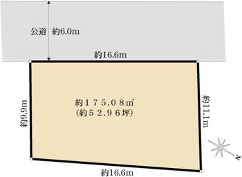 舞浜二丁目土地 土地価格8980万円、土地面積175.08m<sup>2</sup> 区画図