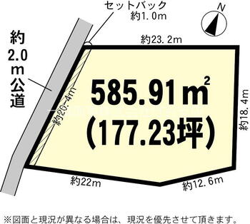 高道祖（下妻駅）　５３０万円 土地価格530万円、土地面積585.91m<sup>2</sup> 