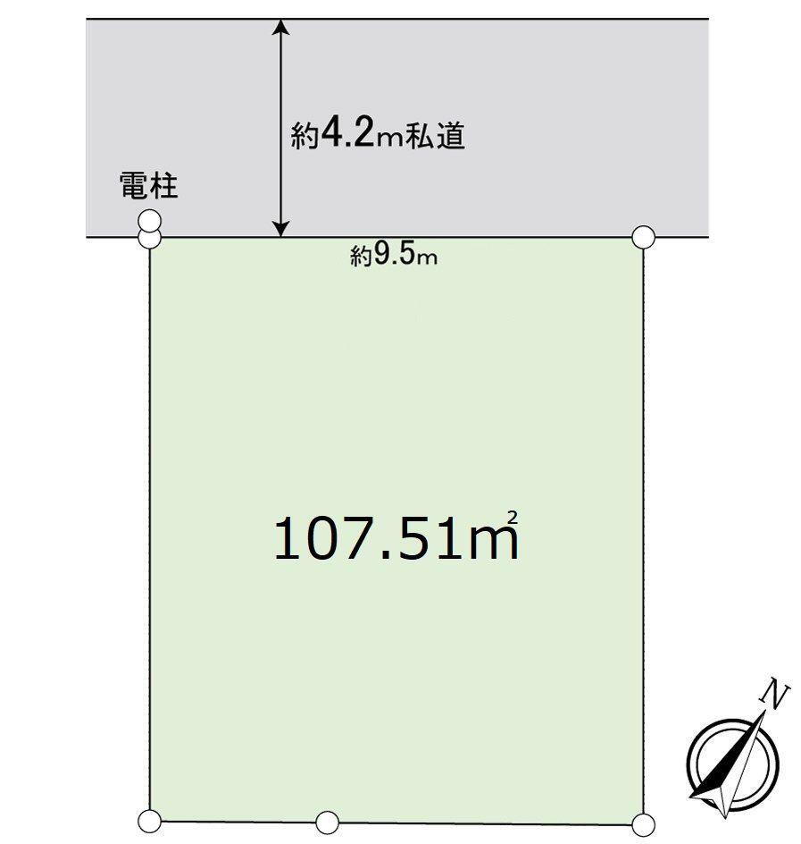 亀久保　２４８０万円 土地価格2480万円、土地面積107.51m<sup>2</sup> 区画図