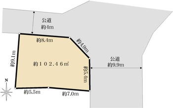 江北７（西新井大師西駅）　５０００万円 土地価格5000万円、土地面積102.46m<sup>2</sup> 区画図