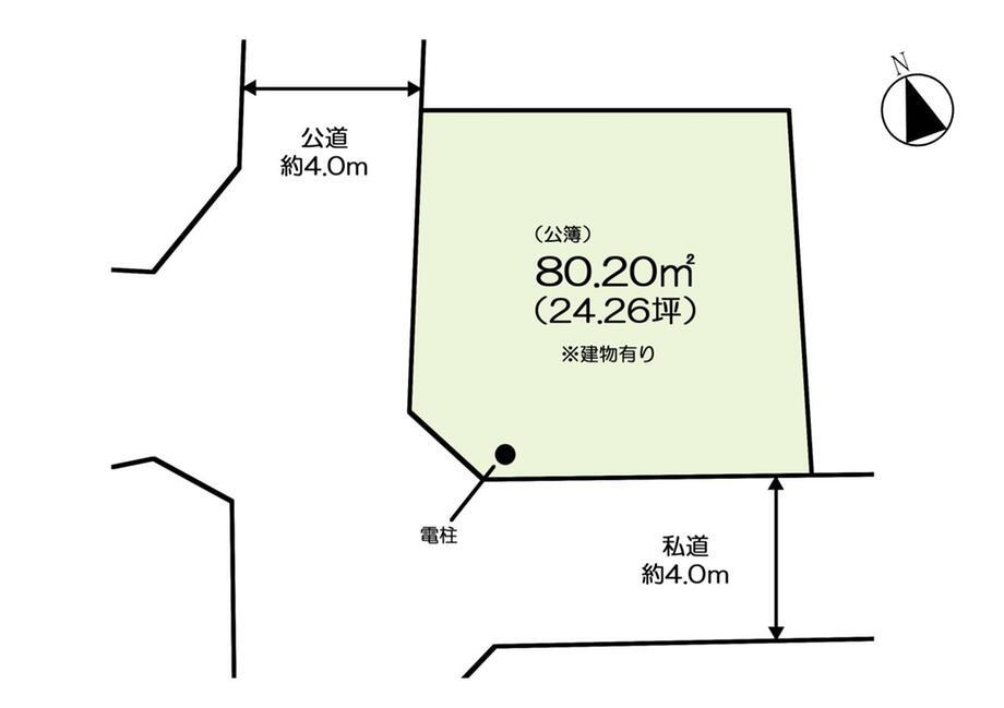 元町（北坂戸駅）　８８０万円 土地価格880万円、土地面積80.2m<sup>2</sup> 陽当り良好な人気の角地です＾＾間取り配置のしやすい敷地。