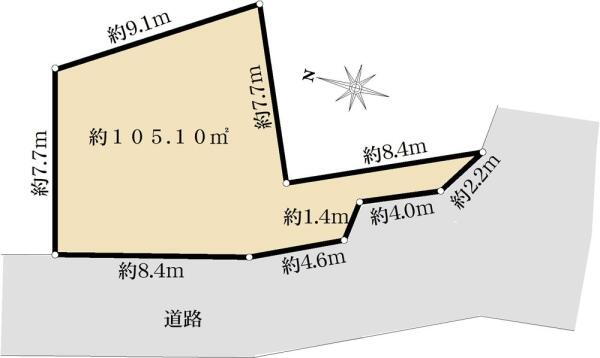 笹下３（洋光台駅）　２６８０万円 土地価格2680万円、土地面積105.1m<sup>2</sup> 区画図