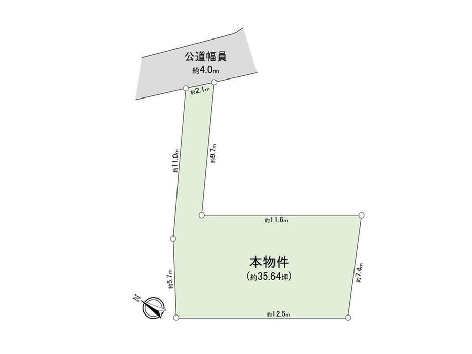 寺尾本町１（かしわ台駅）　１４９９万円 土地価格1499万円、土地面積117.85m<sup>2</sup> 地形図