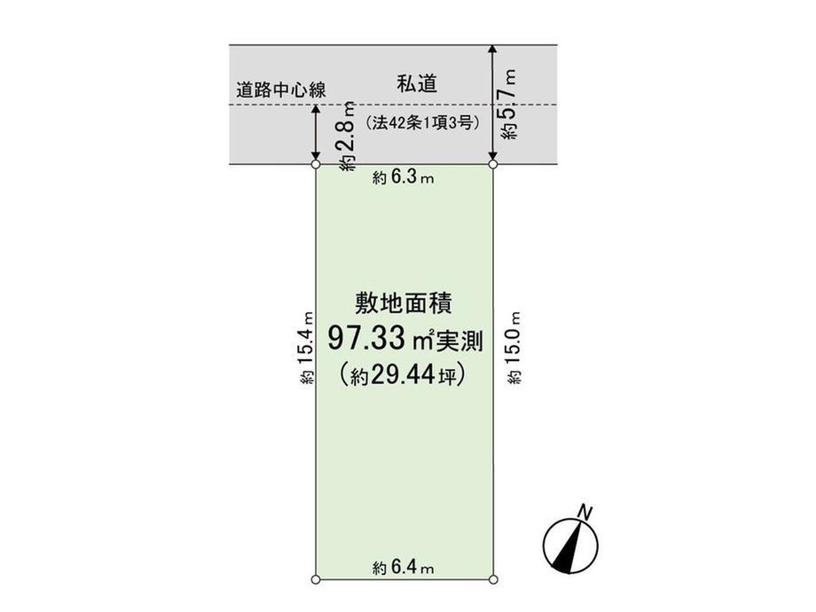大和田新田（八千代中央駅）　１８９０万円 土地価格1890万円、土地面積97.33m<sup>2</sup> 区画図