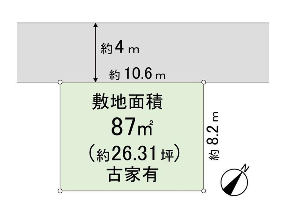 大字上（北上尾駅）　１２８０万円 土地価格1280万円、土地面積87m<sup>2</sup> 地形図