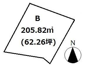大字坂井（天矢場駅）　２９０万円 土地価格290万円、土地面積205.82m<sup>2</sup> 南西部の区画となります。