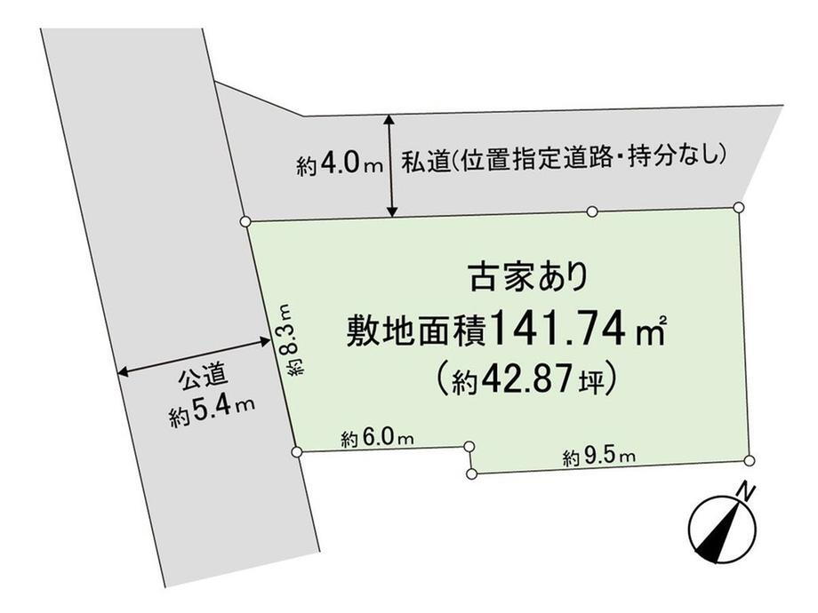 大字原市（沼南駅）　２１００万円 土地価格2100万円、土地面積141.74m<sup>2</sup> 地形図