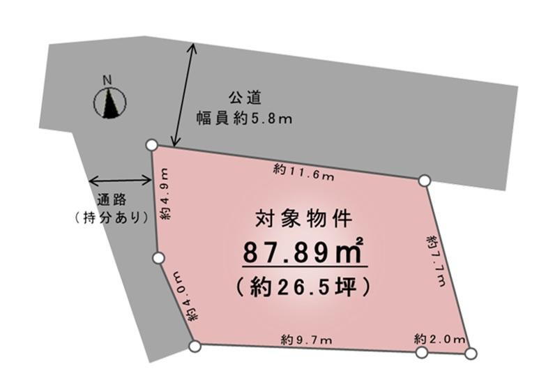 大字小深作（七里駅）　１１００万円 土地価格1100万円、土地面積87.89m<sup>2</sup> 区画図