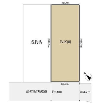 宮坂３（経堂駅）　８６６０万円 土地価格8660万円、土地面積96.59m<sup>2</sup> 区画図