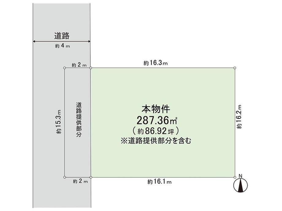 東町（所沢駅）　１億４９００万円 土地価格1億4900万円、土地面積287.36m<sup>2</sup> 間取図