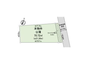 六ツ川４　７５０万円 土地価格750万円、土地面積70.72m<sup>2</sup> 間取り