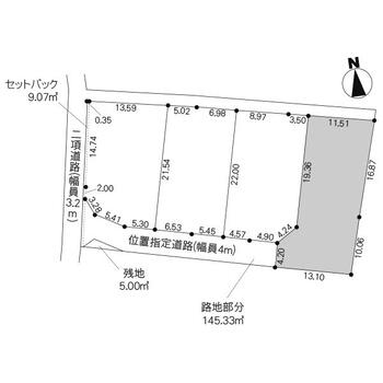 若松３（石岡駅）　１０３０万円 土地価格1030万円、土地面積305.45m<sup>2</sup> 区画図