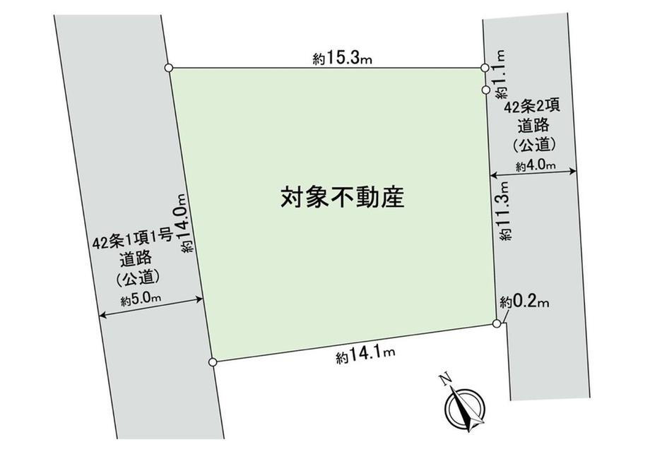 西野川２　３９５０万円 土地価格3950万円、土地面積194.55m<sup>2</sup> 地型図