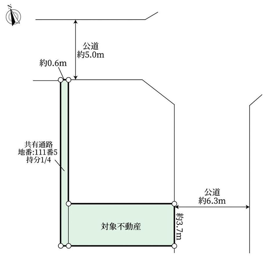 大南３（武蔵砂川駅）　７８０万円 土地価格780万円、土地面積33m<sup>2</sup> 地型図