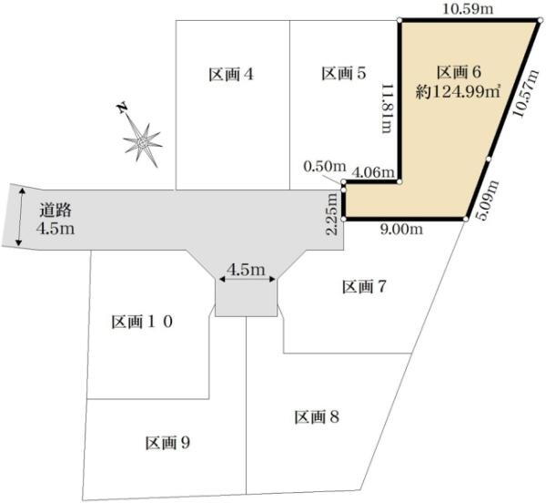 本宿町（二俣川駅）　３３５０万円 土地価格3350万円、土地面積124.99m<sup>2</sup> 区画図