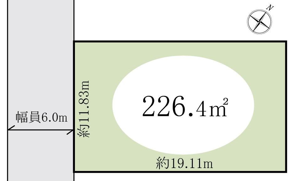 川１（上尾駅）　４２００万円 土地価格4200万円、土地面積226.4m<sup>2</sup> 【区画図】整形・平坦でご希望のプランを実現しやすい土地です！68.48坪とゆったりとした広さ！！