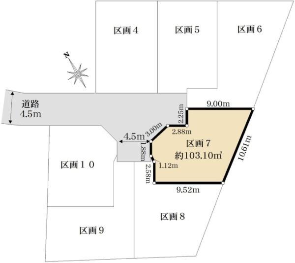 本宿町（二俣川駅）　３３５０万円 土地価格3350万円、土地面積103.1m<sup>2</sup> 区画図