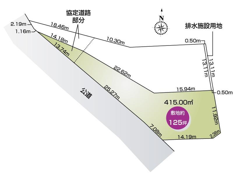 久保島　９８０万円 土地価格980万円、土地面積415m<sup>2</sup> 【区画図】
