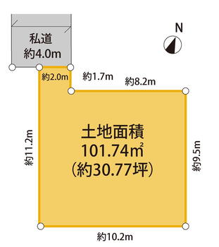 八潮４（八潮駅）　１９８０万円 土地価格1980万円、土地面積101.74m<sup>2</sup> Block　map